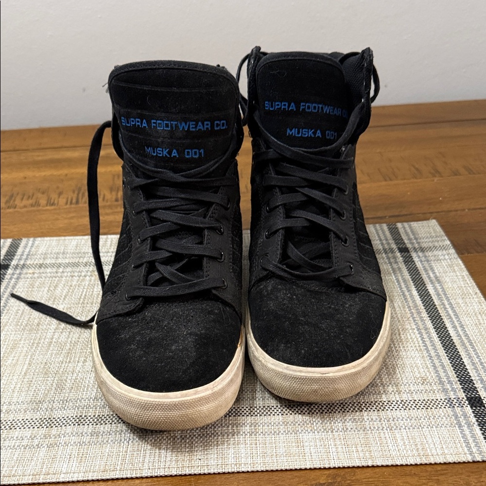 Muska Supra Skytop 1 Black High-Top Sneakers with Royal Blue accents